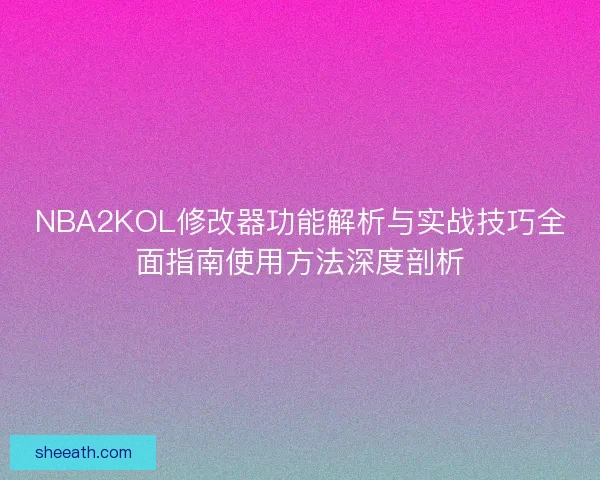NBA2KOL修改器功能解析与实战技巧全面指南使用方法深度剖析