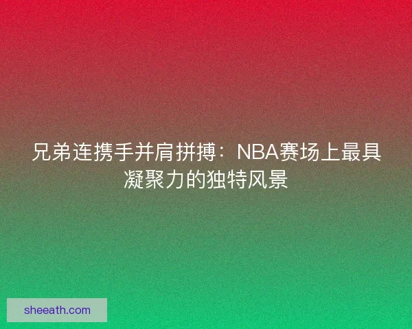 兄弟连携手并肩拼搏：NBA赛场上最具凝聚力的独特风景