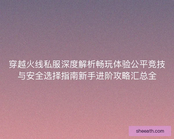 穿越火线私服深度解析畅玩体验公平竞技与安全选择指南新手进阶攻略汇总全
