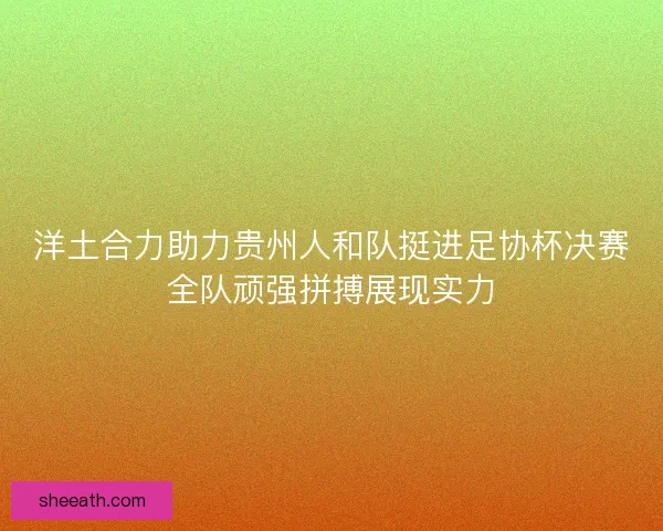 洋土合力助力贵州人和队挺进足协杯决赛全队顽强拼搏展现实力 洋土合力助力贵州人和队挺进足协杯决赛全队顽强拼搏展现实力