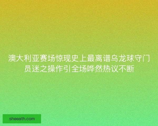 澳大利亚赛场惊现史上最离谱乌龙球守门员迷之操作引全场哗然热议不断